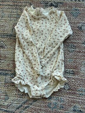 Quincy Mae Cream One-Piece Swim Suit with Rust Floral Print